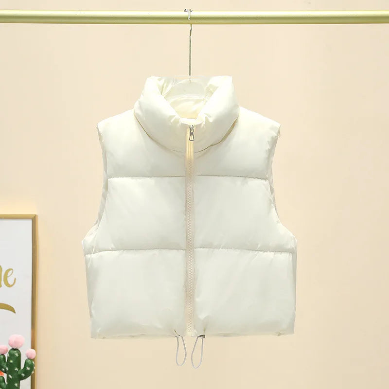 Winter Short Down Vest Women Zipper Jacket Casual