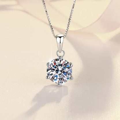 1 Carat Moissanite Pendant Necklace 925 Sterling Silver