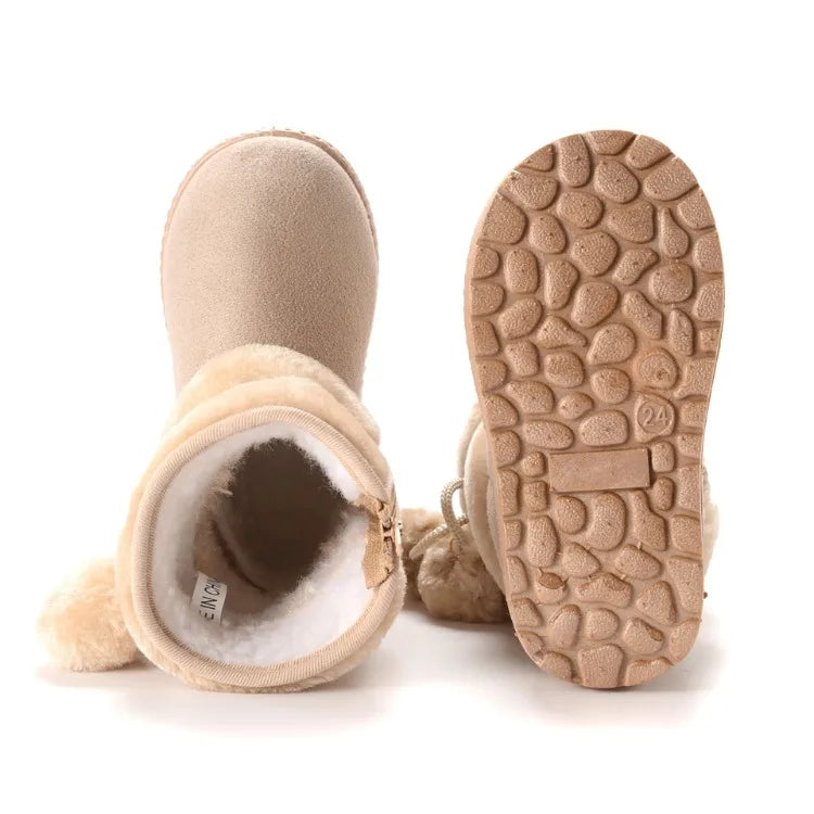 Girls Winter Snow Boots Thick Warm Rubber Microfiber
