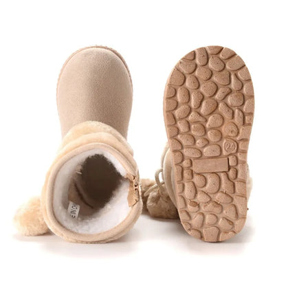 Girls Winter Snow Boots Thick Warm Rubber Microfiber