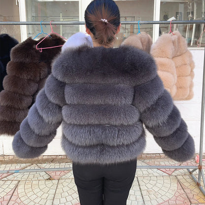 QUEENTINA Brown Fox Fur Coat for Women