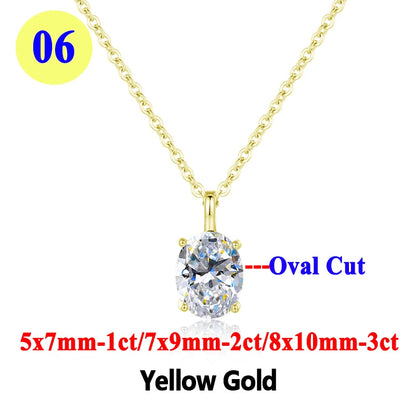 Moissanite Pendant Necklace 18K Gold Plated Women