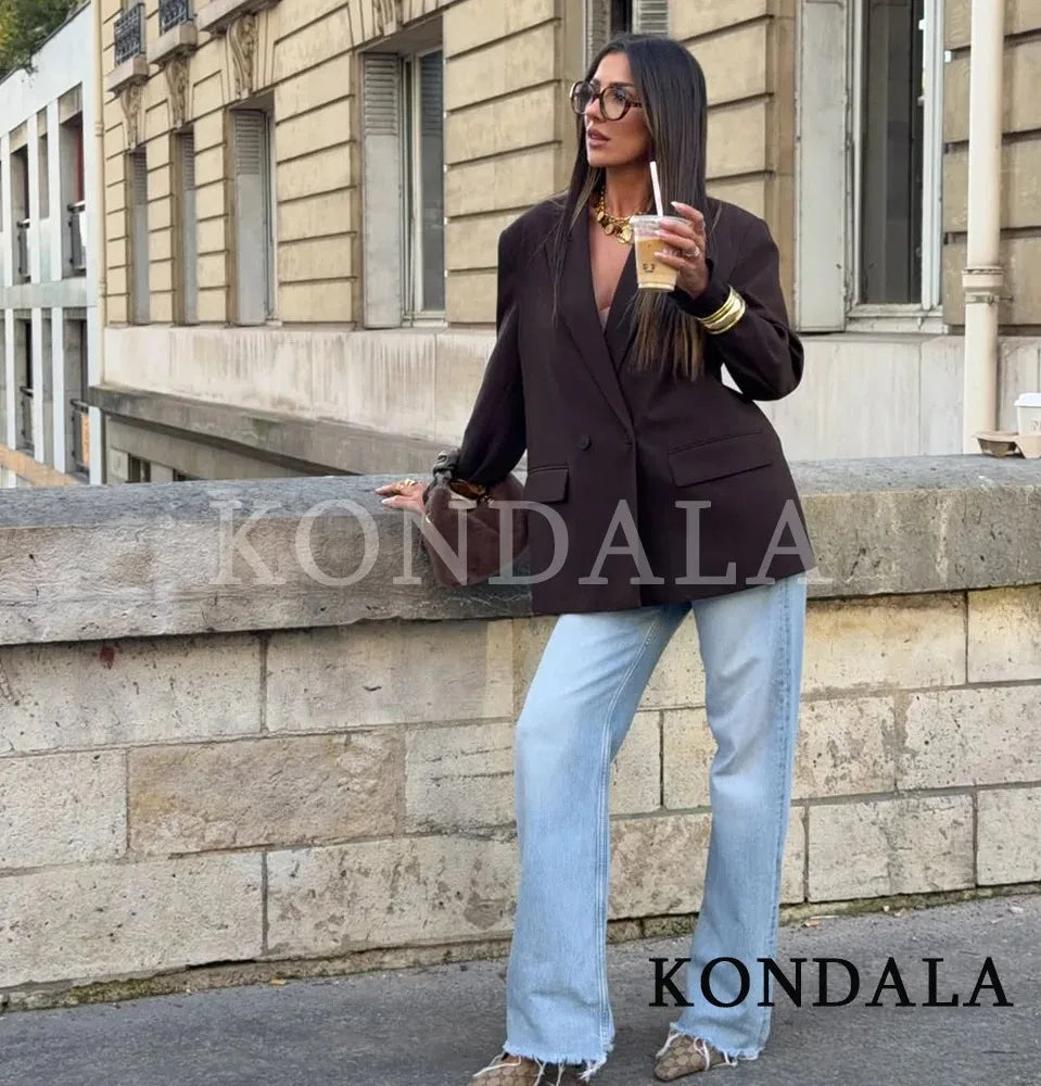 Elegant Double Breasted Blazer Coat for Women