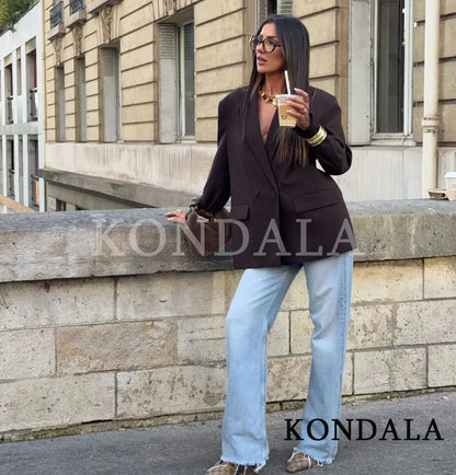 Elegant Double Breasted Blazer Coat for Women