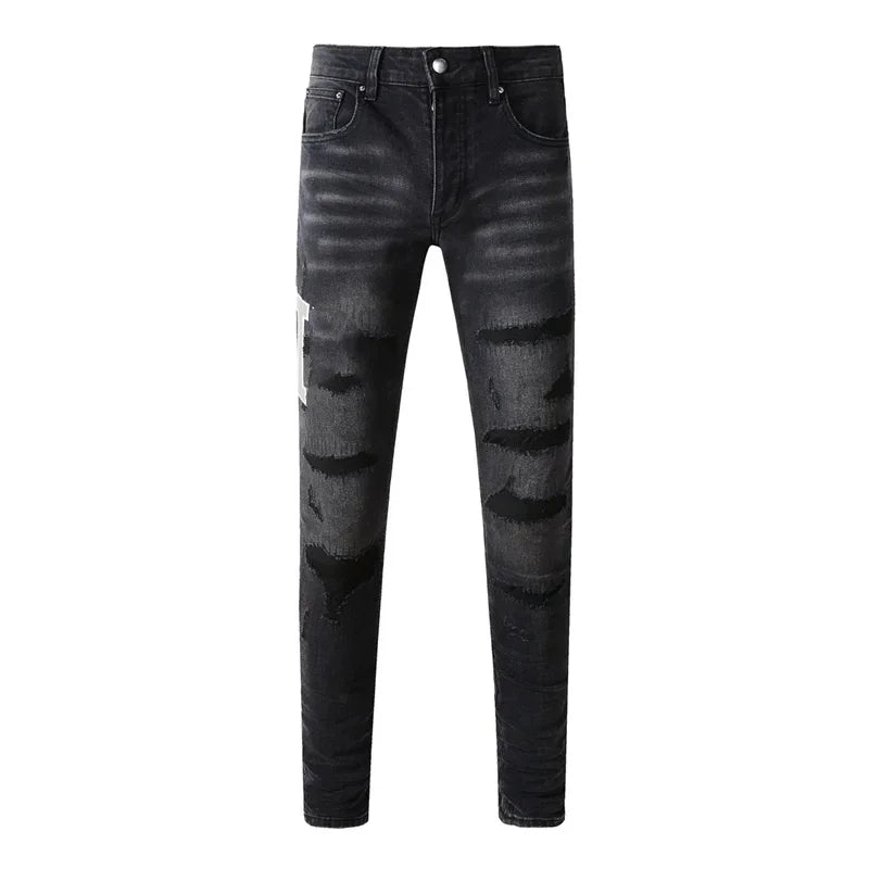 Men's Retro Wash Low Rise Elastic Skinny Denim Jeans