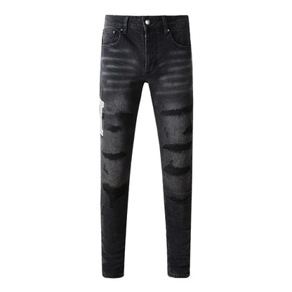 Men's Retro Wash Low Rise Elastic Skinny Denim Jeans