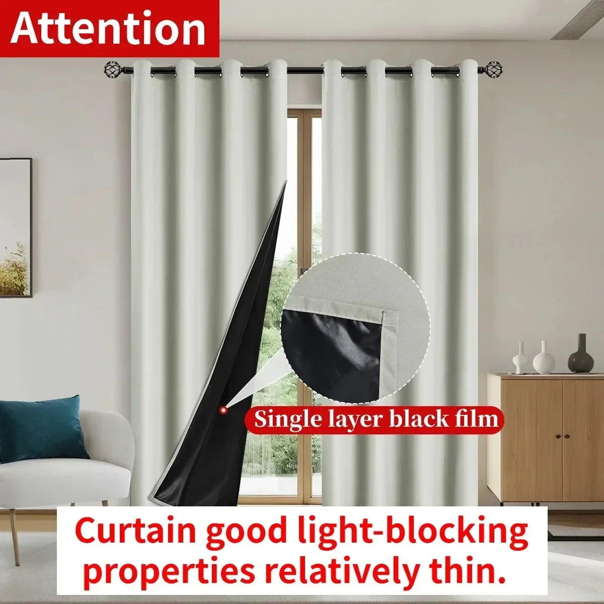 Modern Blackout Curtains - 100% Polyester, UV Protection