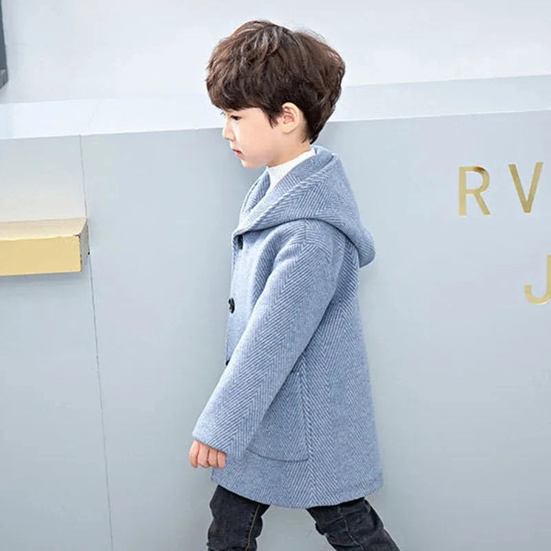 Winter Woolen Jacket for Boys Casual Hooded Coat
