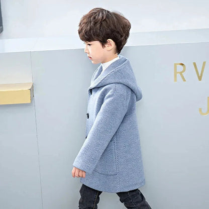 Winter Woolen Jacket for Boys Casual Hooded Coat