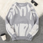 Irregular Jacquard Pattern Pullover Sweater Men Casual