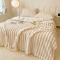 Thickened Wide Striped Flannel Blanket for Sofa and Bed