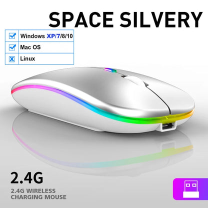 LED Wireless Mouse USB Rechargeable Bluetooth RGB
