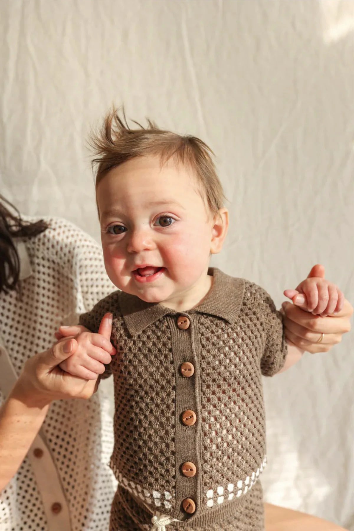 DGUKYM Summer Baby Knitted Sweater Cardigan Set