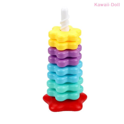 Montessori Rotating Rainbow Tower Baby Stacking Puzzle Toys