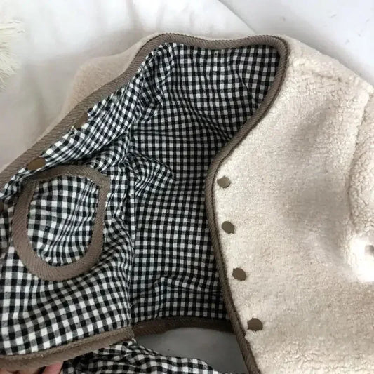 Plaid Plush Jacket for Kids Autumn Winter Wear