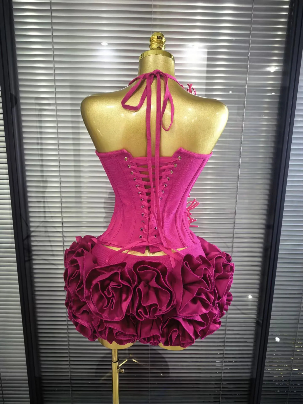 Red Women Sexy Halter Mini Bodycon Dress