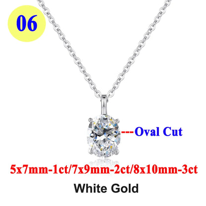 Moissanite Pendant Necklace 18K Gold Plated Women