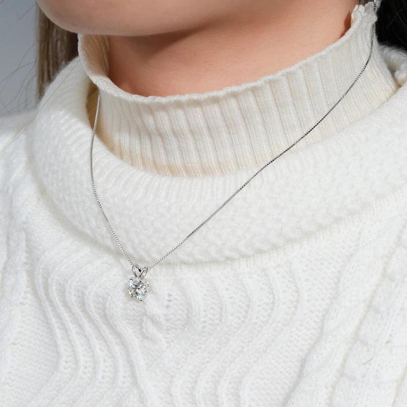 Moissanite Pendant Necklace 925 Sterling Silver Women
