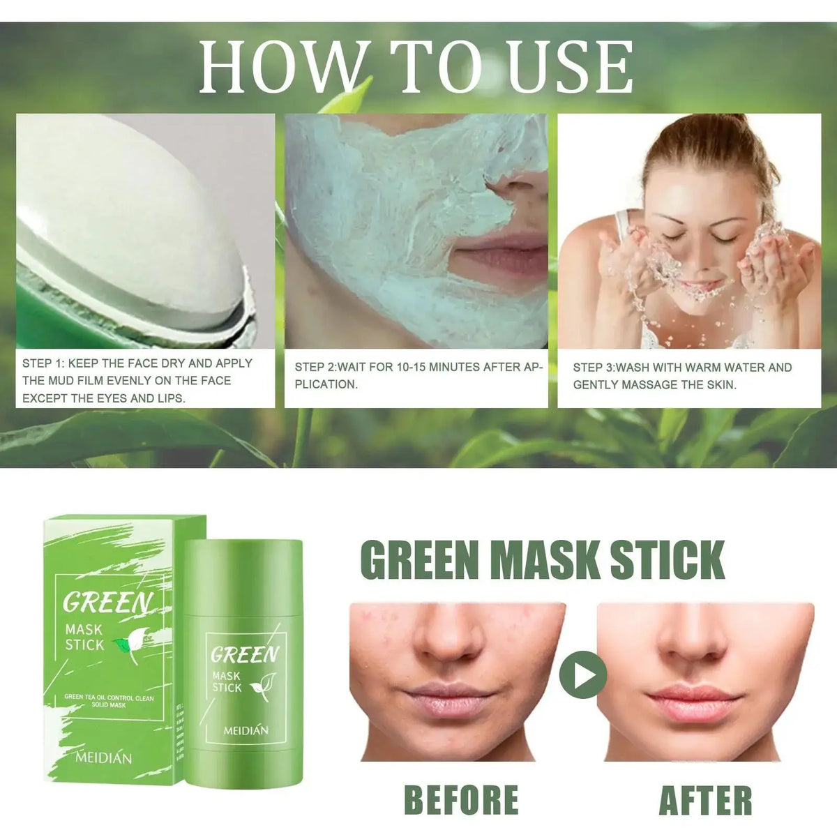 Green Tea Solid Mask for Acne and Blackhead Removal