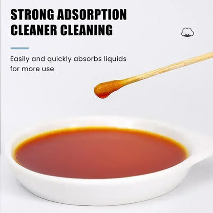 100 Pcs Baby Cotton Swabs with Wooden Sticks