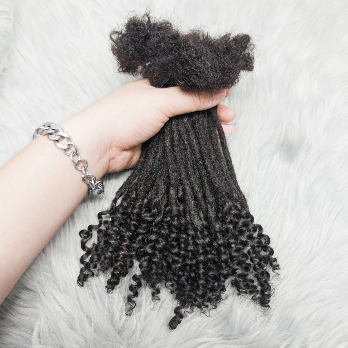 Natural Human Hair Dreadlock Extensions 8-12 Inch Curly Ends
