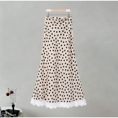 Elegant Satin Polka Dot Maxi Dress for Women