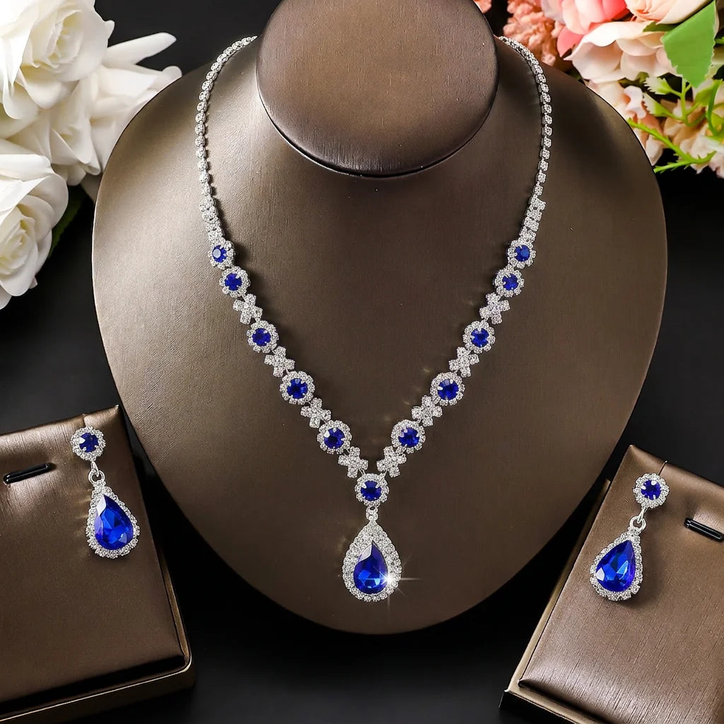 Water Drop Necklace and Earrings Set for Women