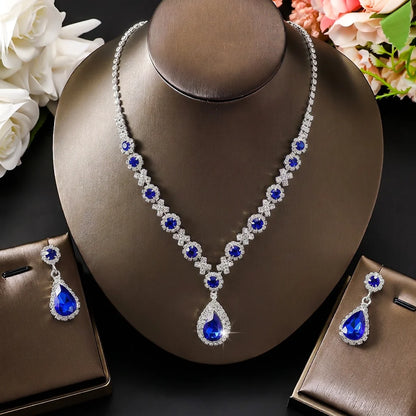 Water Drop Necklace and Earrings Set for Women