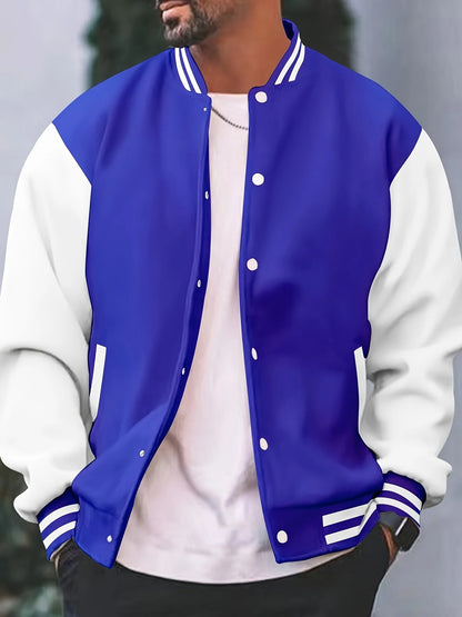 Men's Multi-Color Cotton Streetwear Baseball Jacket