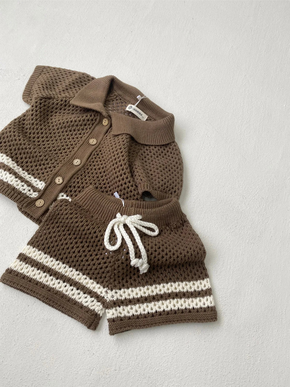 DGUKYM Summer Baby Knitted Sweater Cardigan Set