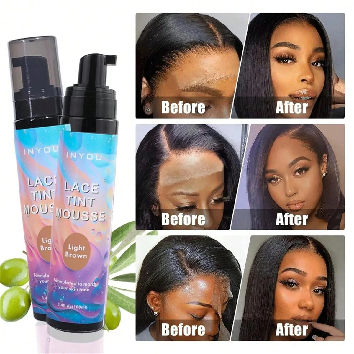 Melt Lace Tint Hair Mousse and Spray for Medium Brown Wigs