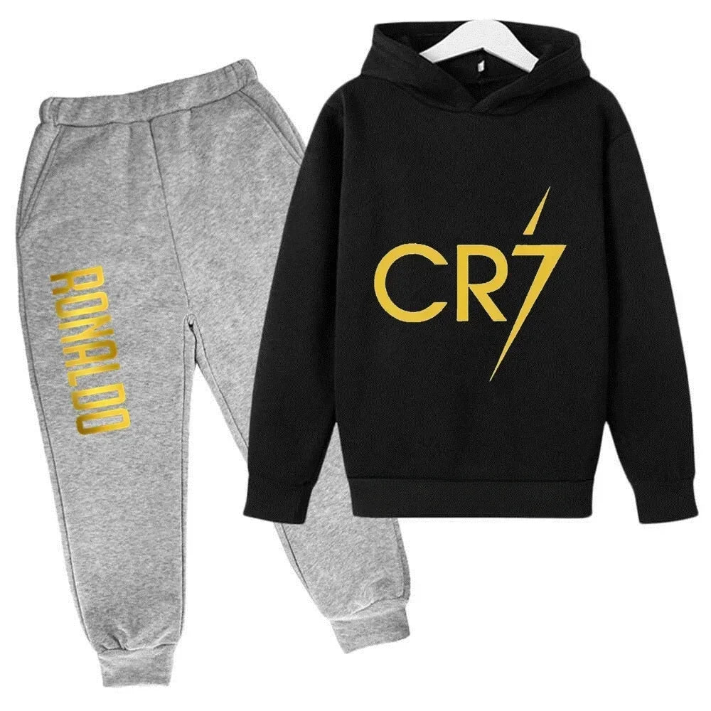 Ronaldo CR7 Print Hoodie and Pants Set for Children