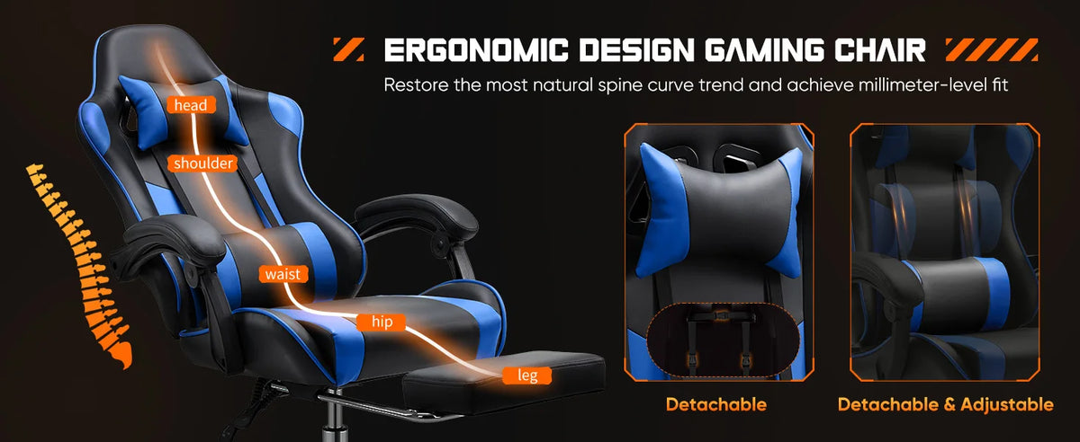 JHK Ergonomic Racing Gaming Chair PU Leather with Headrest