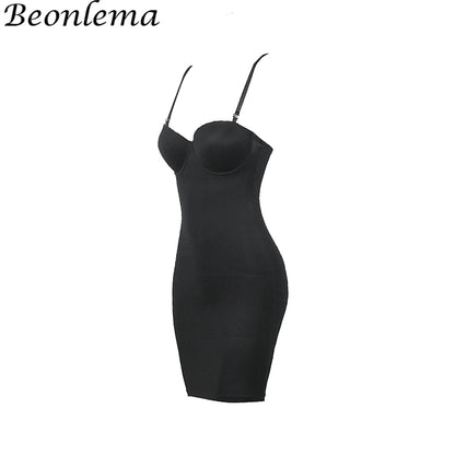 Backless Bodycon Mini Dress with Skinny Straps in Black