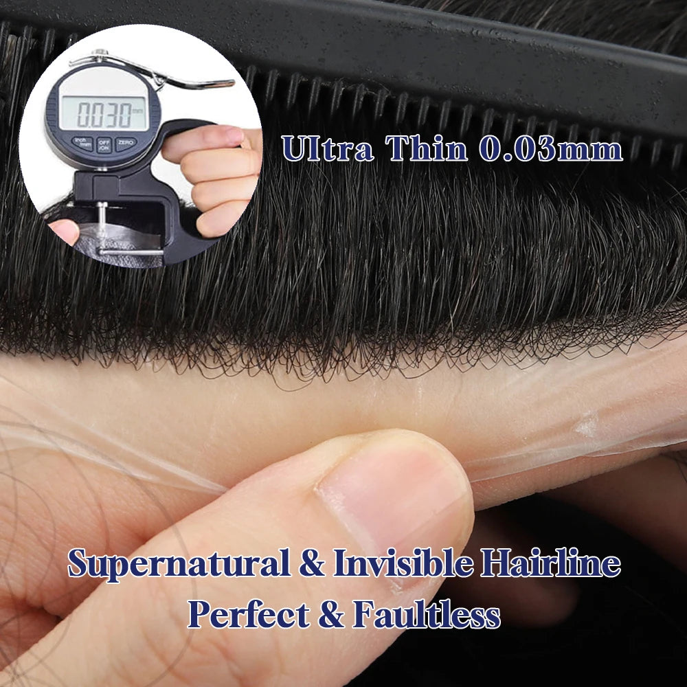 V Loop Silk Base Wavy Toupee for Men 8x10