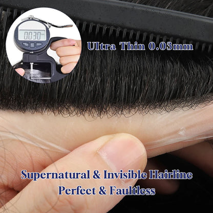 V Loop Silk Base Wavy Toupee for Men 8x10