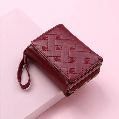 Women's Embroidered PVC Zipper Wallet with Large Capacity