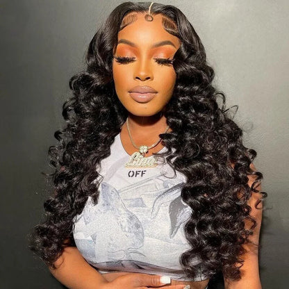 Loose Deep Wave Lace Frontal Wig 30 40 Inch Human Hair