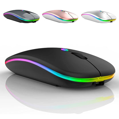LED Wireless Mouse USB Rechargeable Bluetooth RGB