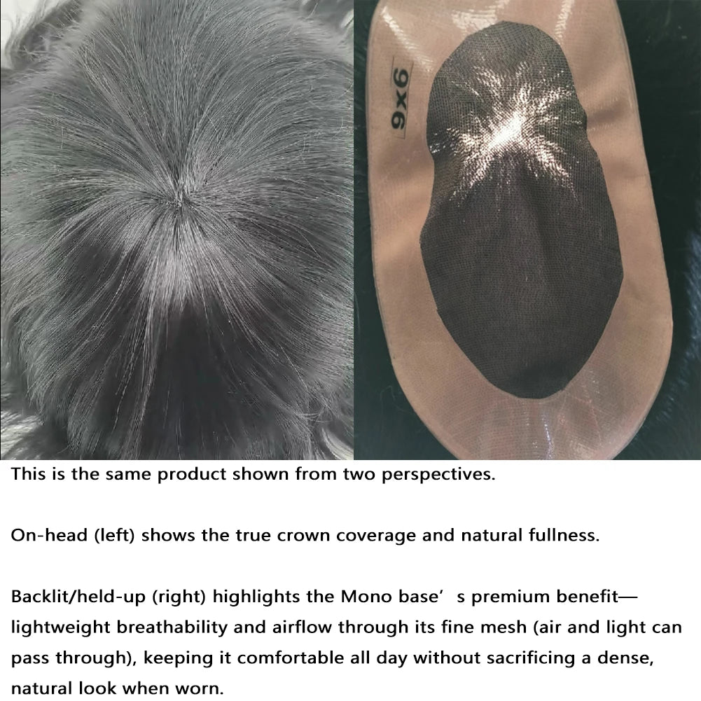 Fine Mono Toupee for Men Natural Black Human Hair