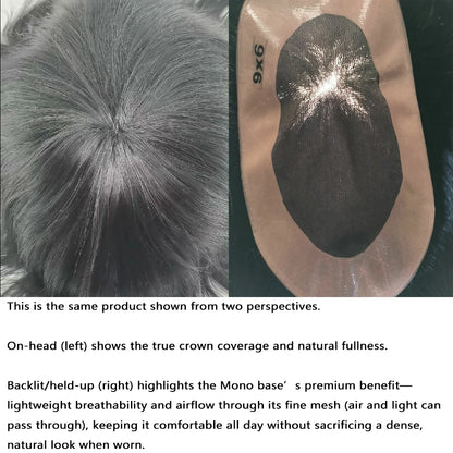 Fine Mono Toupee for Men Natural Black Human Hair