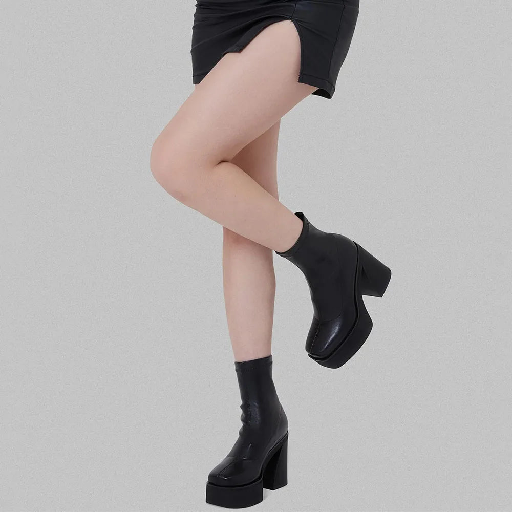 Gothic Square Toe Ankle Boots for Women