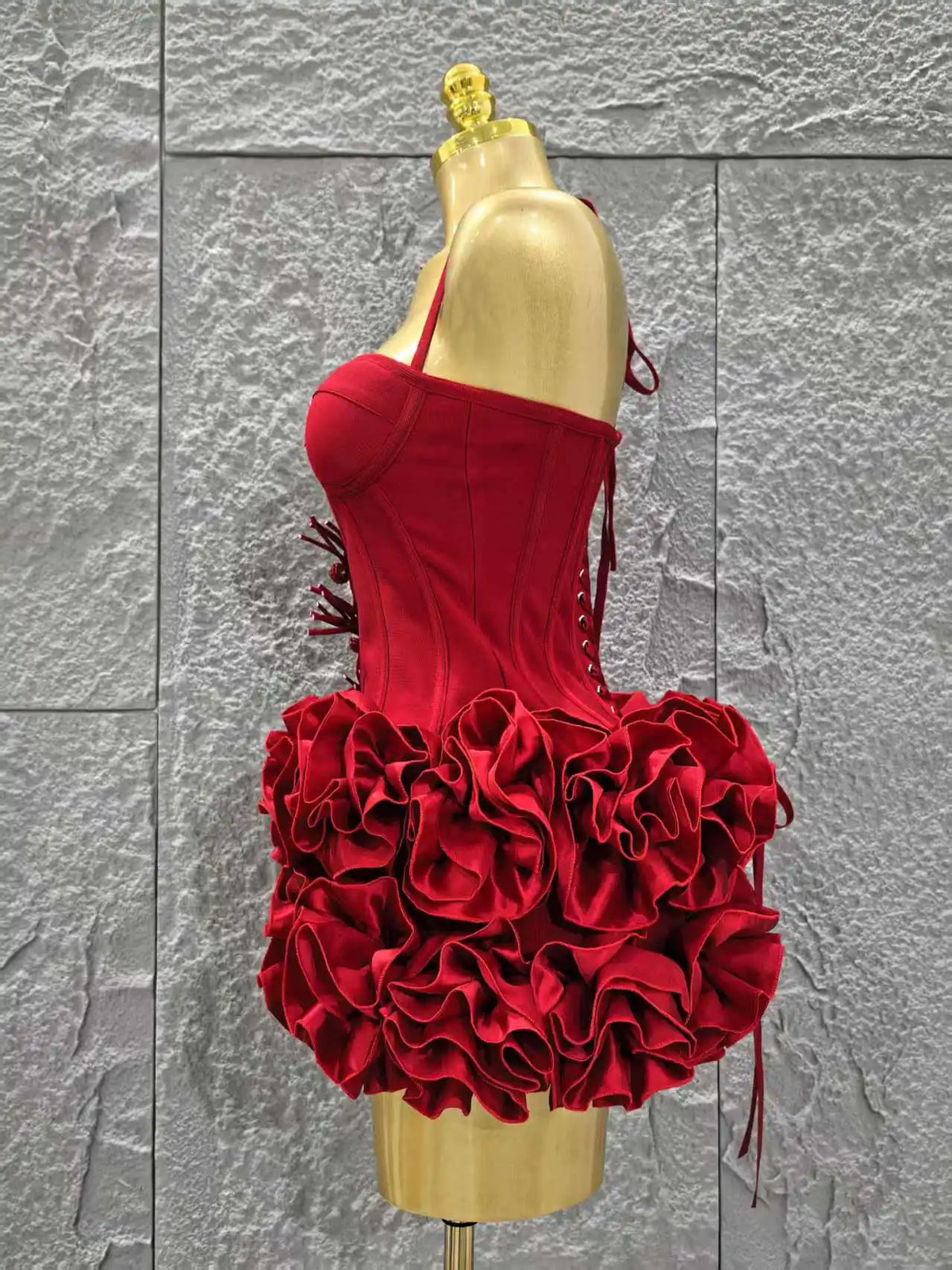 Red Women Sexy Halter Mini Bodycon Dress