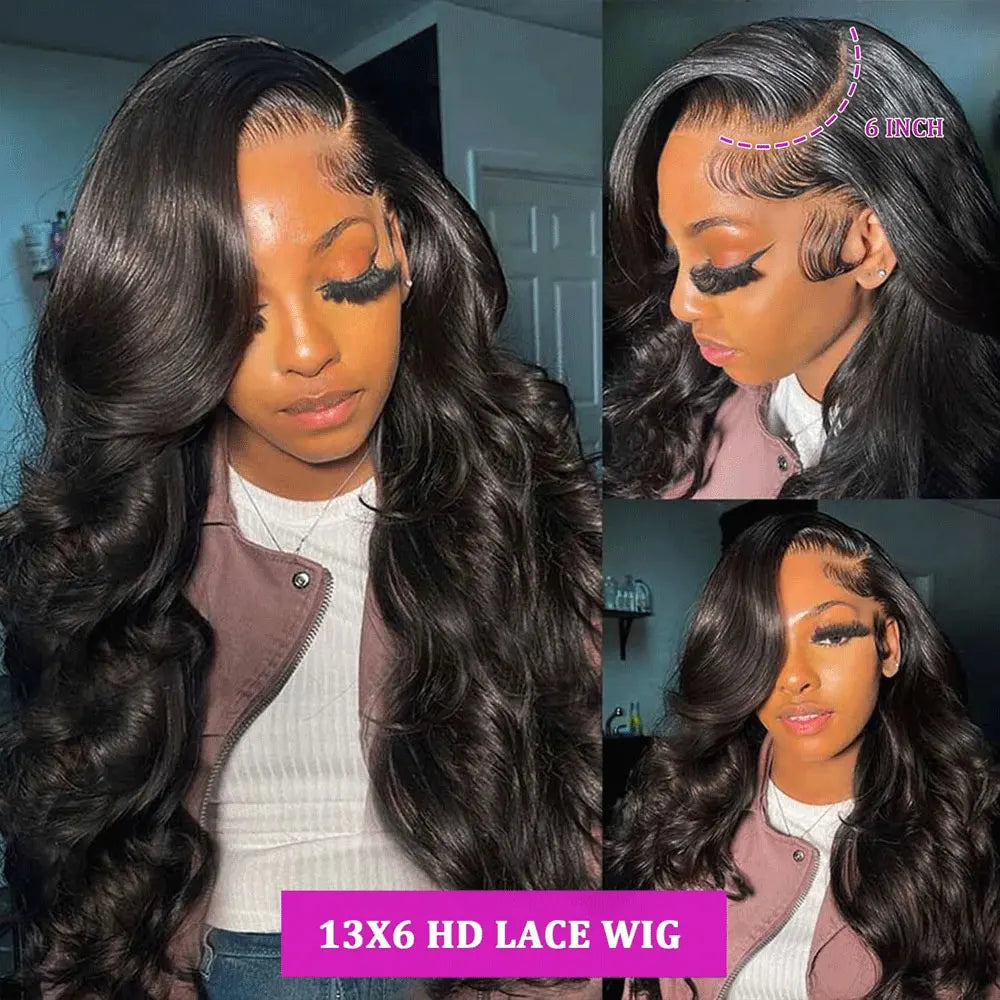 Body Wave Human Hair Wig 40 42 Inch 13x6 HD Lace Frontal