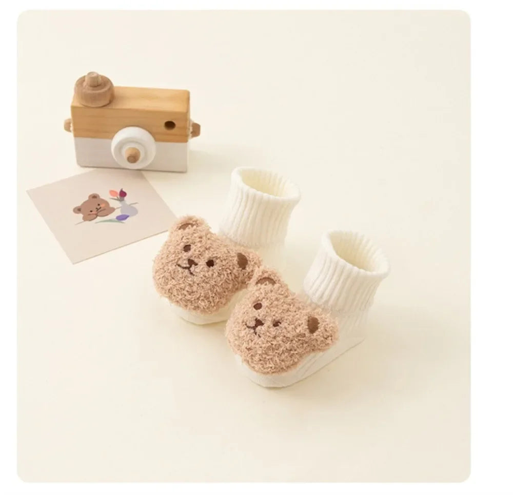 Cute Cartoon Bear Baby Socks Cotton Anti Slip Warm