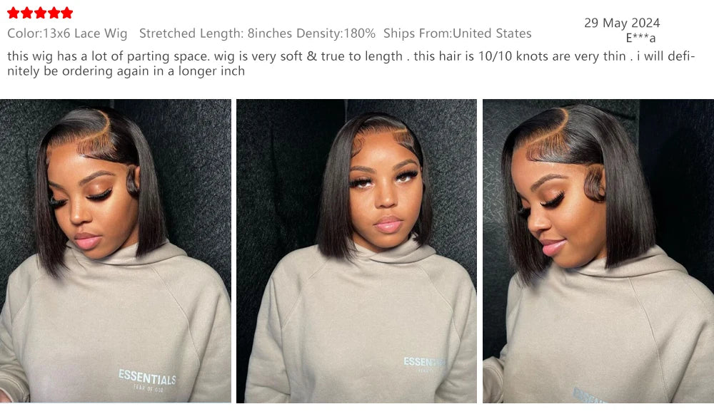 Bob Straight Lace Front Wig 16 Inch Human Hair