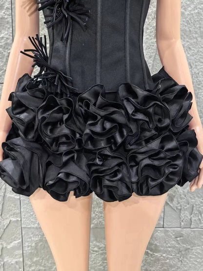 Black Strapless Bodycon Mini Dress for Women