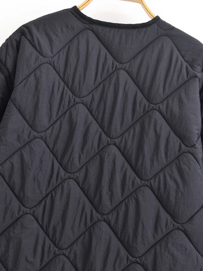 Solid Single-Breasted O-Neck Jacket for Women