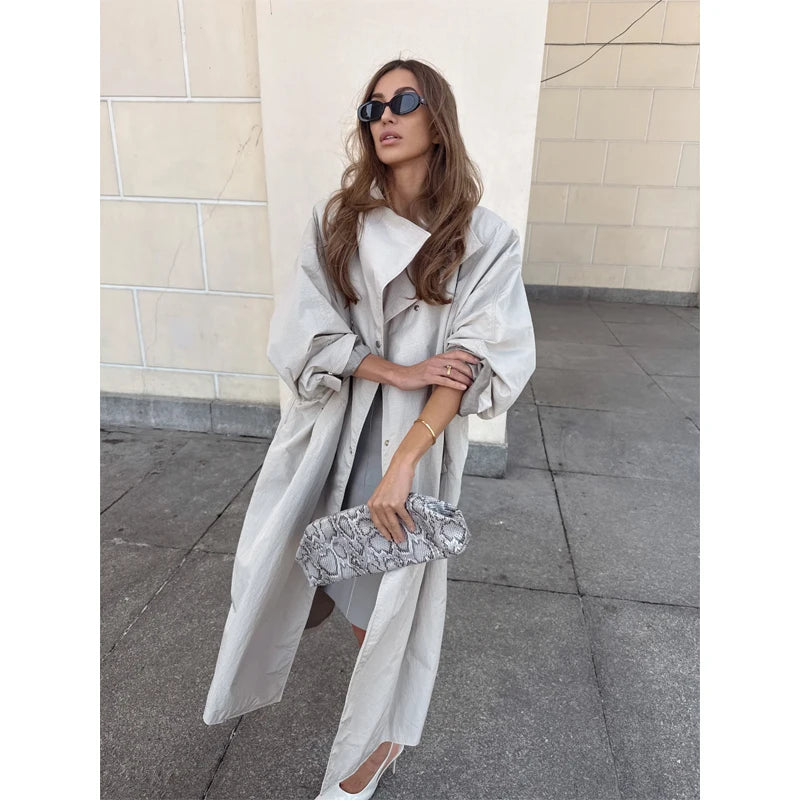 Women's Windproof Trench Coat Loose Fit Overcoat