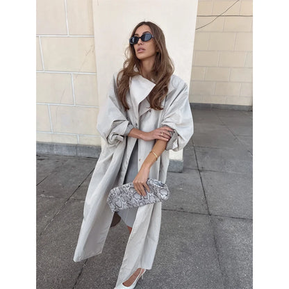 Women's Windproof Trench Coat Loose Fit Overcoat